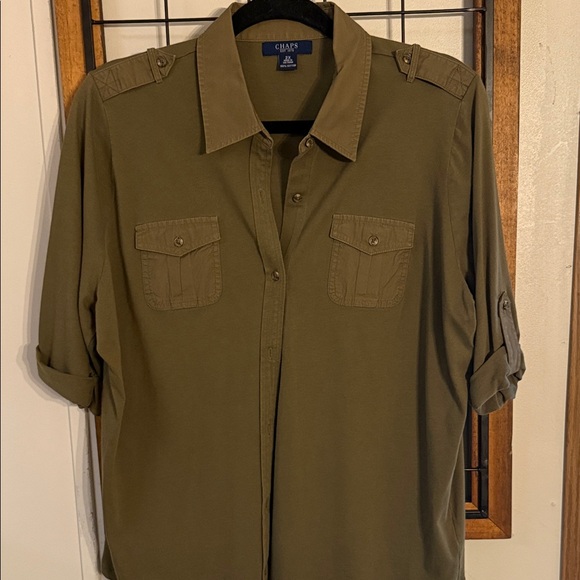 Chaps Tops - Chaps Khaki Button-Up Shirt Size 2X